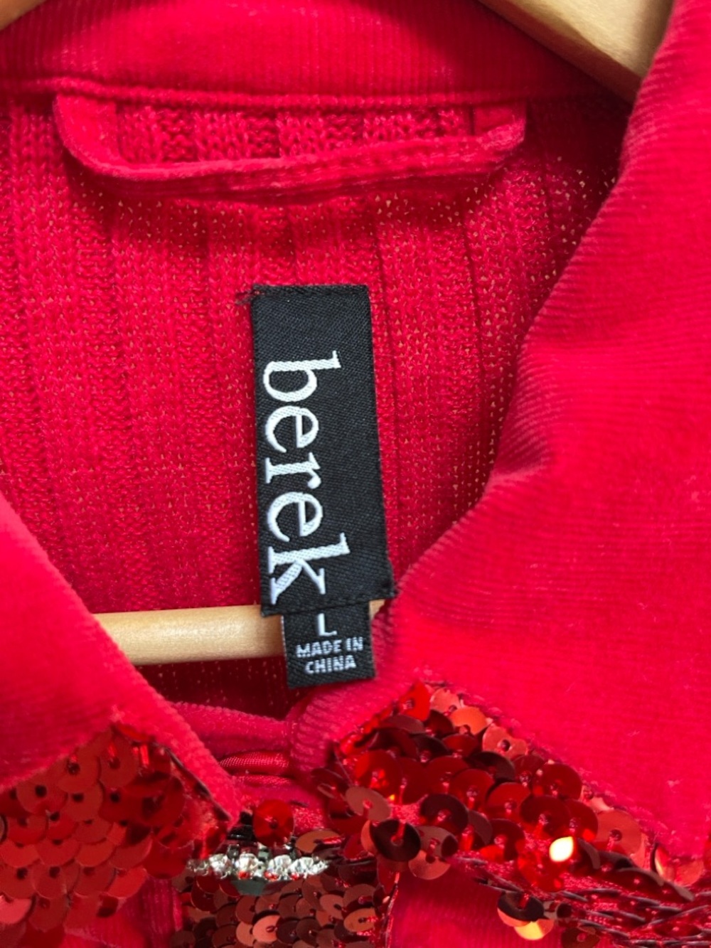 Vintage Berek Red Sequin Jacket | Brooch Buttons | Nash Vegas Glam, Size Large - Picture 7 of 10